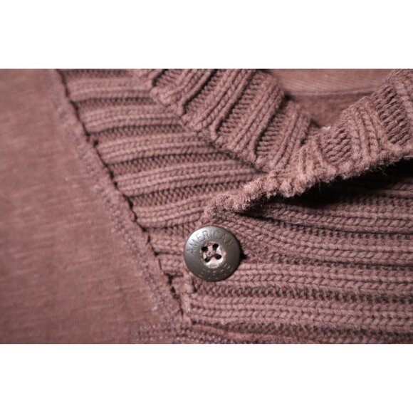 American Eagle Vintage Fit Mens Ribbed Shawl Collar Pullover Sweater Brown Size - Picture 5 of 10